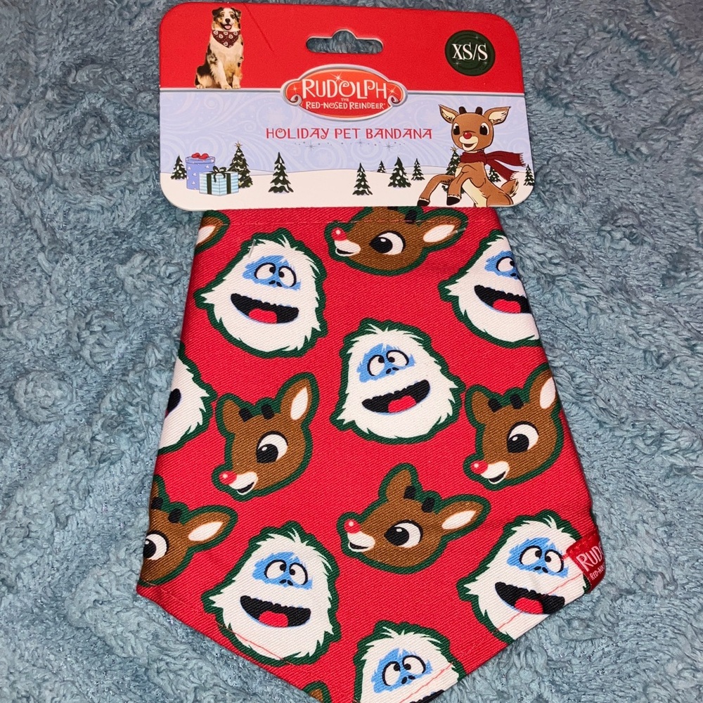 Rudolph The Red Nosed Reindeer Holiday Pet Bandana XS/S New